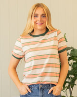 Polson Top - Coral/Olive