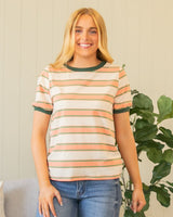 Polson Top - Coral/Olive