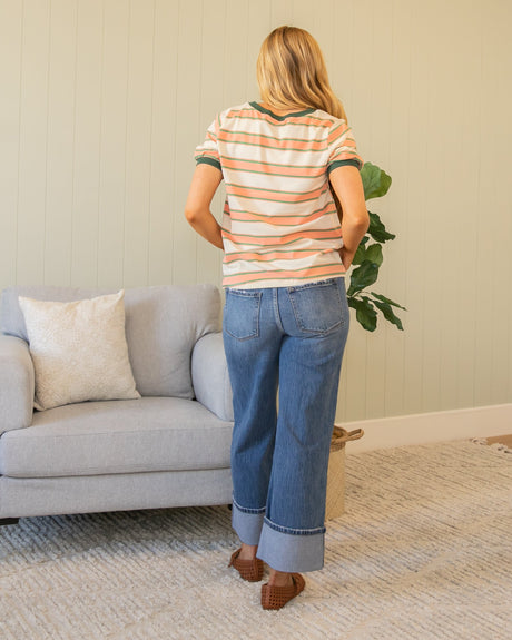 Polson Top - Coral/Olive