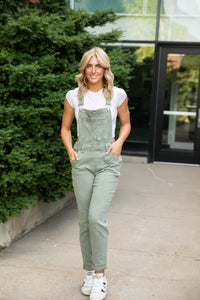 Judy Blue Olive Cuffed Overalls