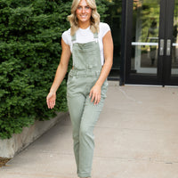 Judy Blue Olive Cuffed Overalls