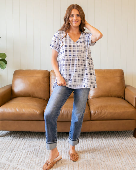 Maeve Top - White/Navy