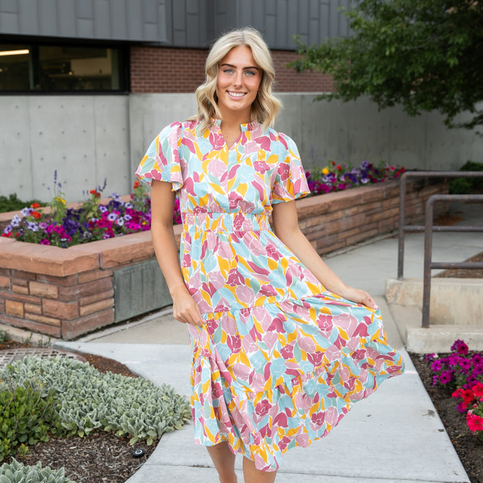 Samara Pink Pineapple Cotton Tier Dress main image 0