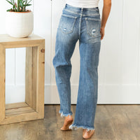Risen High Rise Frayed Hem Jeans