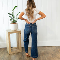 Risen High Rise Front Seam Ankle Wide Jeans