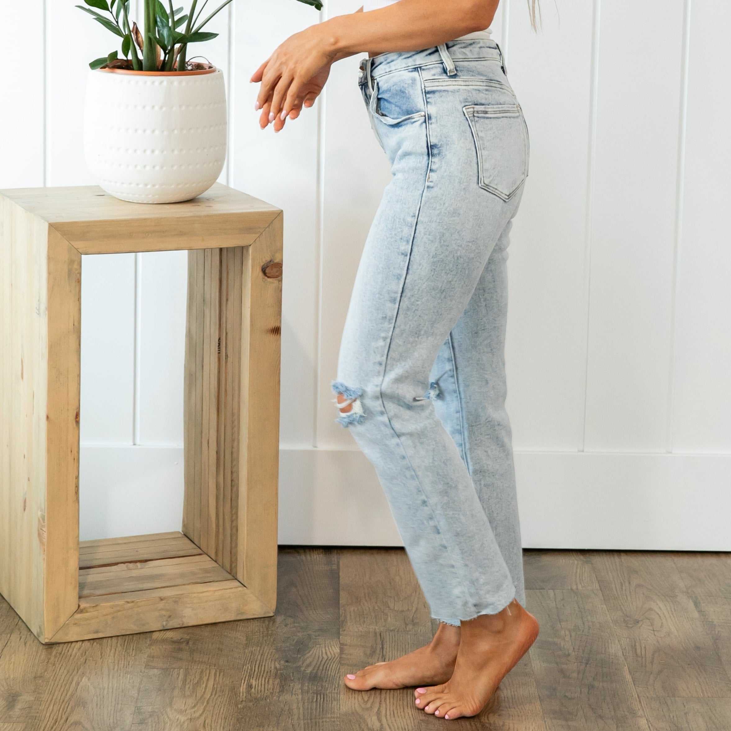 raw hem distressed jeans