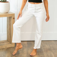 KanCan High Rise Button Fly White Jeans