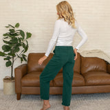 Risen Forrest Green Ankle Cuffed Barrel Jeans