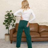 Risen Forrest Green Ankle Cuffed Barrel Jeans