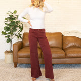 Risen Mid Rise Front Seam Wine Colored Jeans