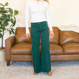Risen Mid Rise Front Seam Green Colored Jeans
