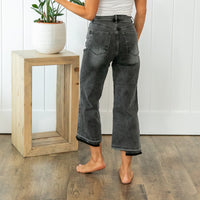 Risen Dark Gray Cropped Wide Leg Jeans