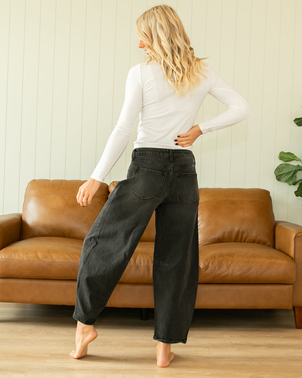 KanCan High Rise Black Barrel Jeans