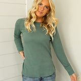 Jenna Waffle Top - Ash Jade