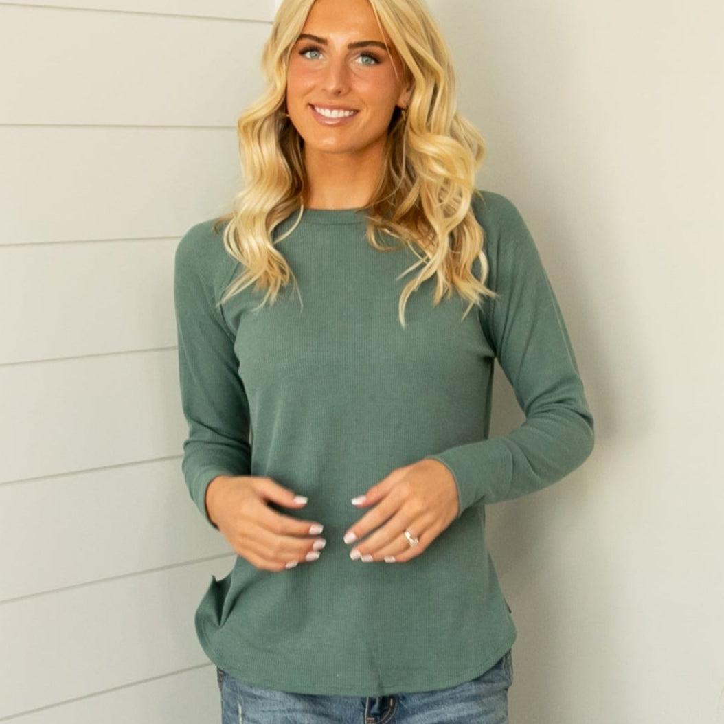 Jenna Waffle Top - Ash Jade
