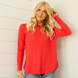 Jenna Waffle Top - Ruby