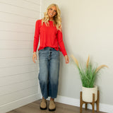 Jenna Waffle Top - Ruby