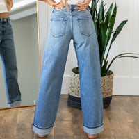 KanCan High Rise Cuffed Wide Leg Jeans