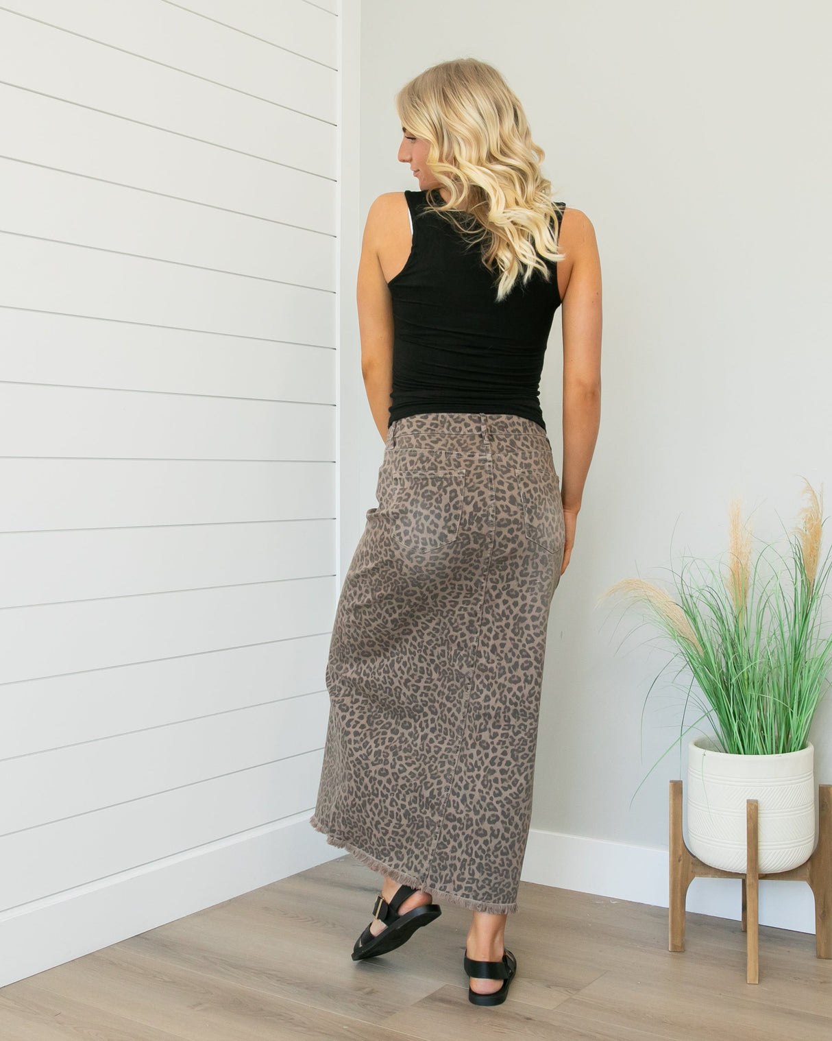 Risen Leopard Denim Skirt