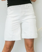 Fallon Front Seam Denim Shorts - White Wash