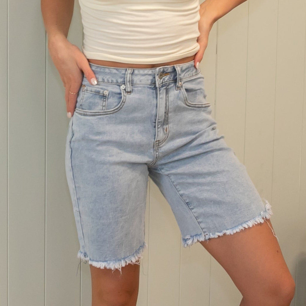 Kara Frayed Hem Bermuda Shorts