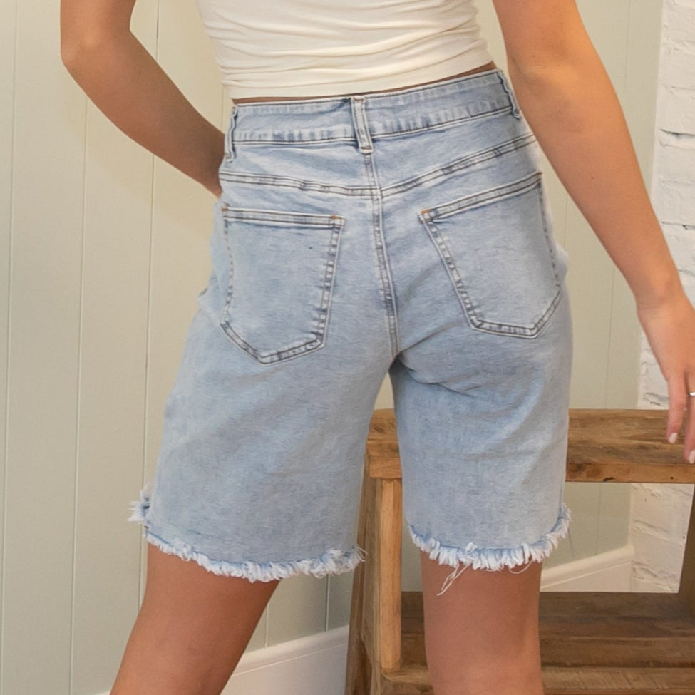Kara Frayed Hem Bermuda Shorts