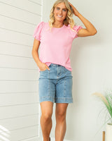 Josie Ribbed Top - Pink
