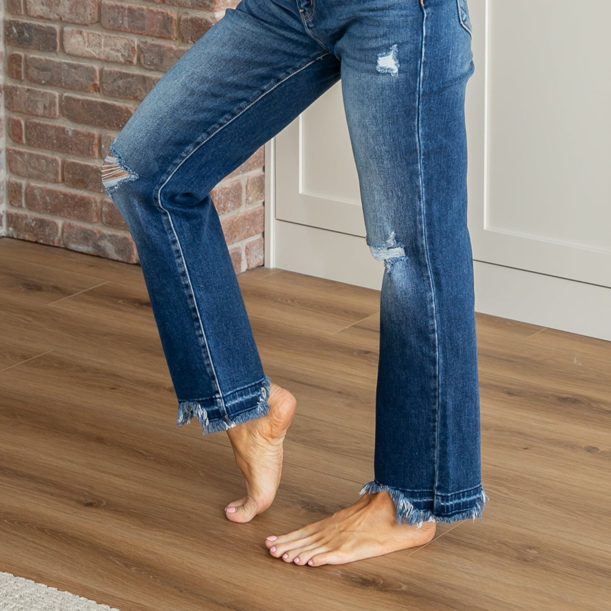 KanCan High Rise Chewed Hem Jeans