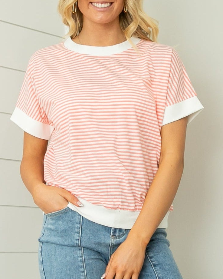 Melissa Stripe Top - Coral