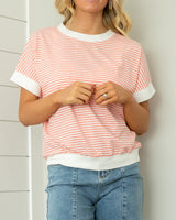 Melissa Stripe Top - Coral