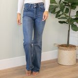 KanCan High Rise Double Button Wide Flare Jeans