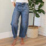 KanCan Low Slung Barrel Fit Dark Jeans