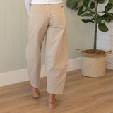 KanCan High Rise Frayed Hem Beige Barrel Jeans