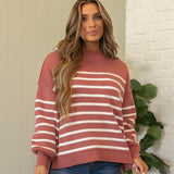 Swede Striped Sweater - Winter Rose