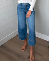 KanCan High Rise Cropped Dark Wide Leg Jeans