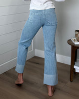 KanCan Mid Rise Stripe Cuffed Jeans