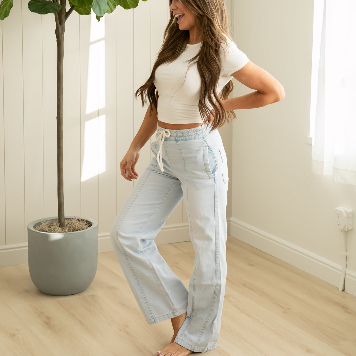 KanCan Wide Leg Drawstring Jeans